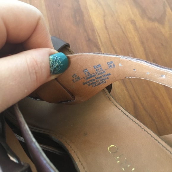 Franco Sarto Brown Leather Wedge Sandals 9.5 - Picture 4 of 7